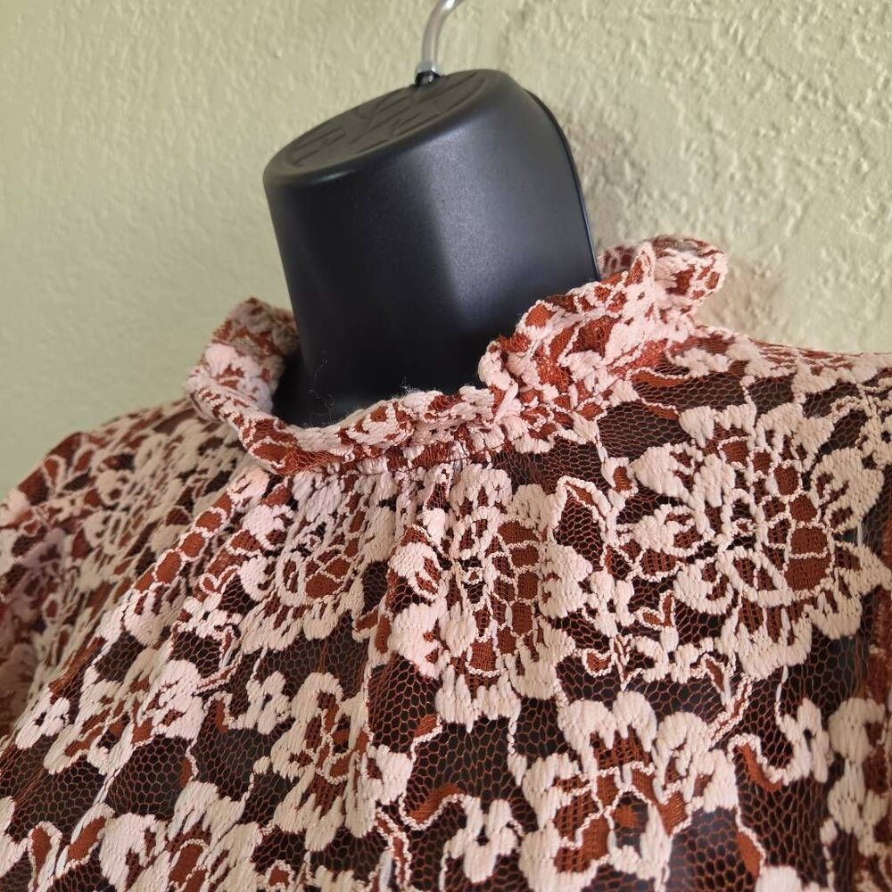 Dolan Anthropologie Sheer Lace Mockneck Blouse - Picture 5 of 9